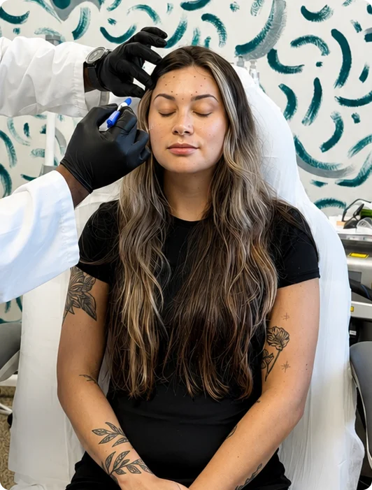 Wrinkle relaxer treatment in progress at Gemini Health & Wellness